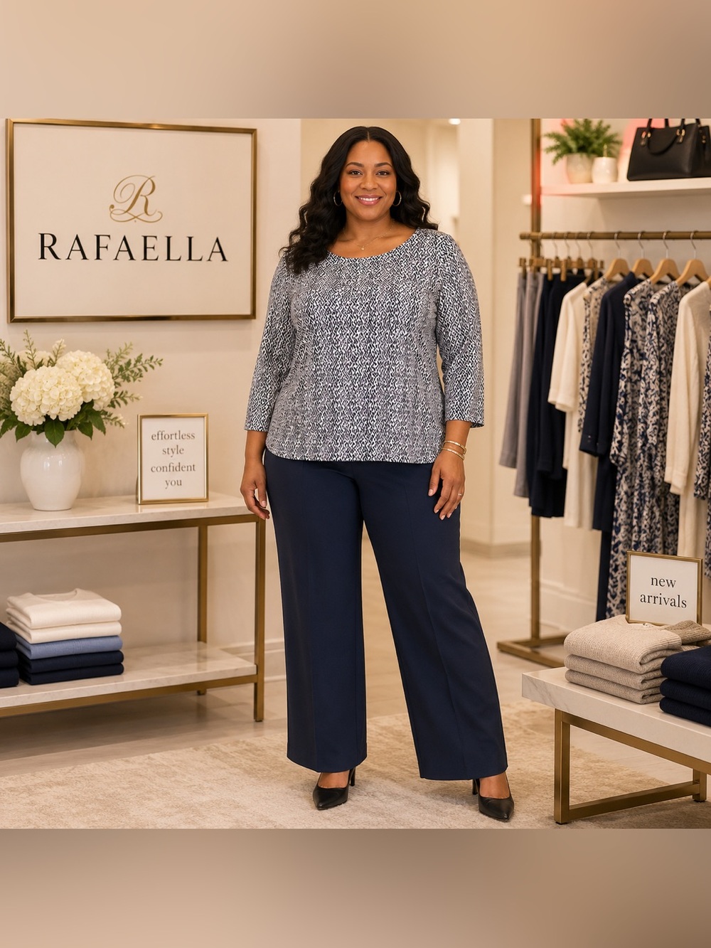 6. NWT Rafaella Navy & White Peacoat Long Sleeve Top (XL)